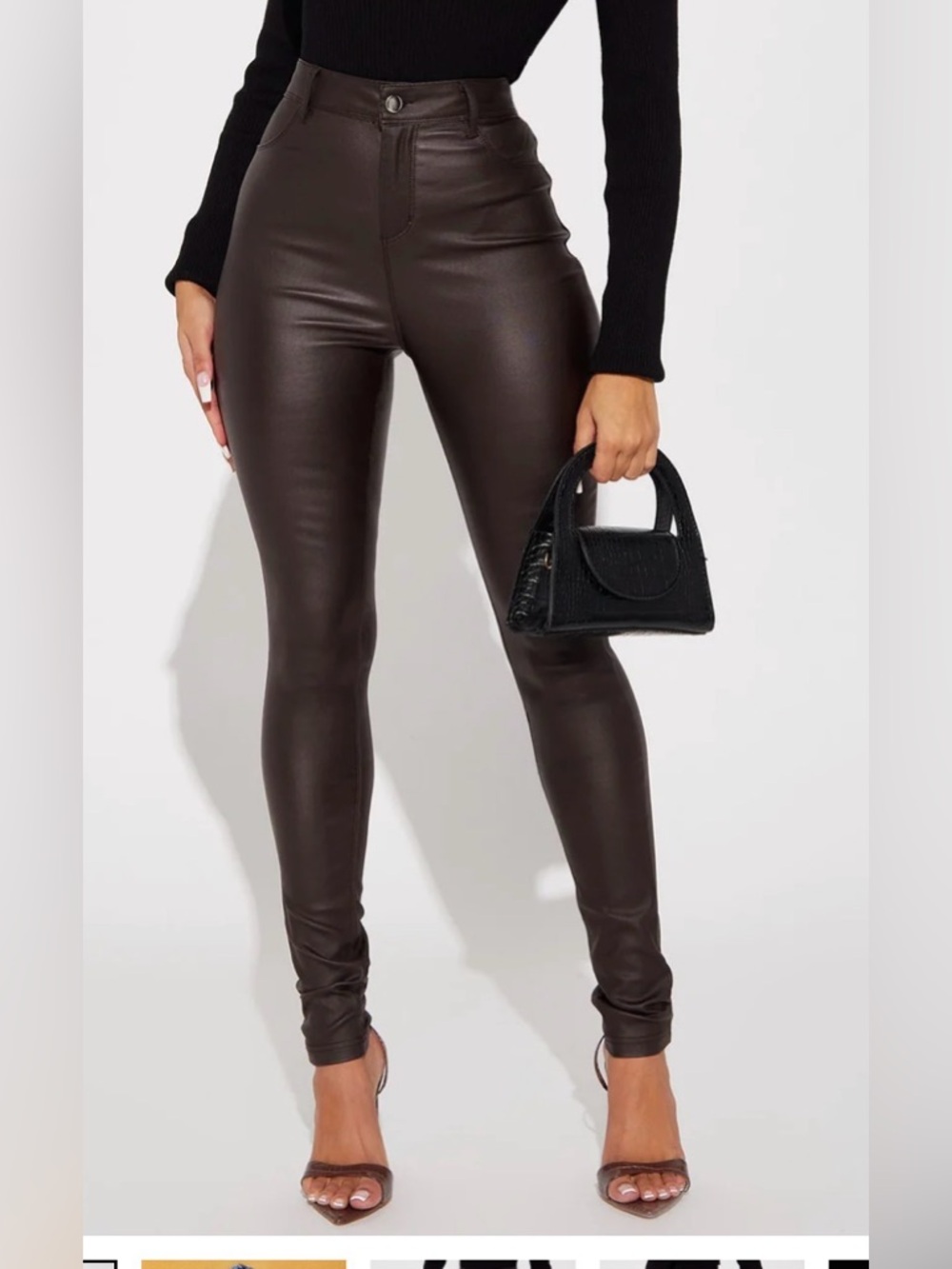 Fashion Nova High-Rise Faux Leather Skinny Pants - Brown